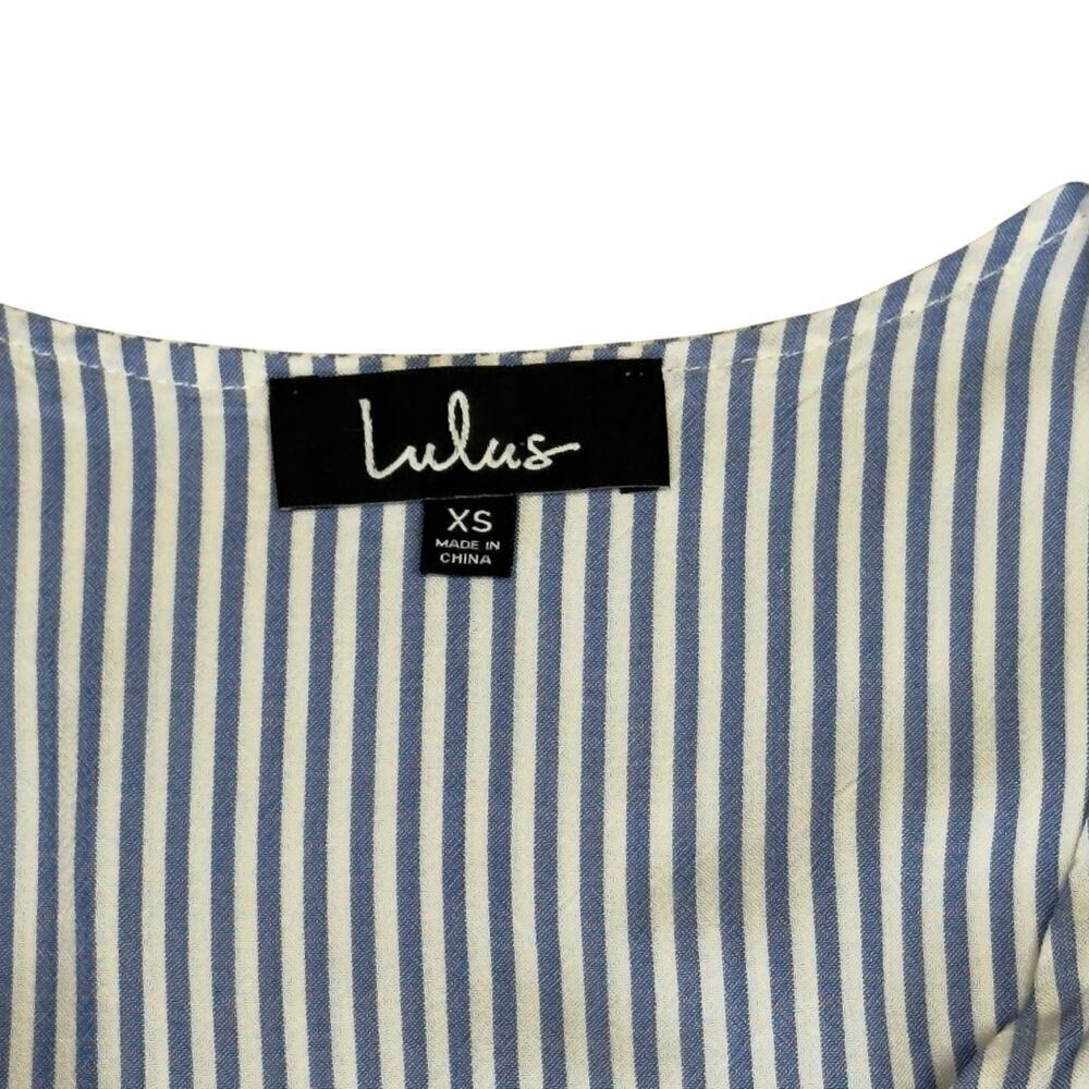 Lulu’s Seaport Blue and White Striped Tie-Front Dress XS - Picture 9 of 11